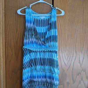 NY&Co Blue and Purple vertical geometrical design layered dress Size M